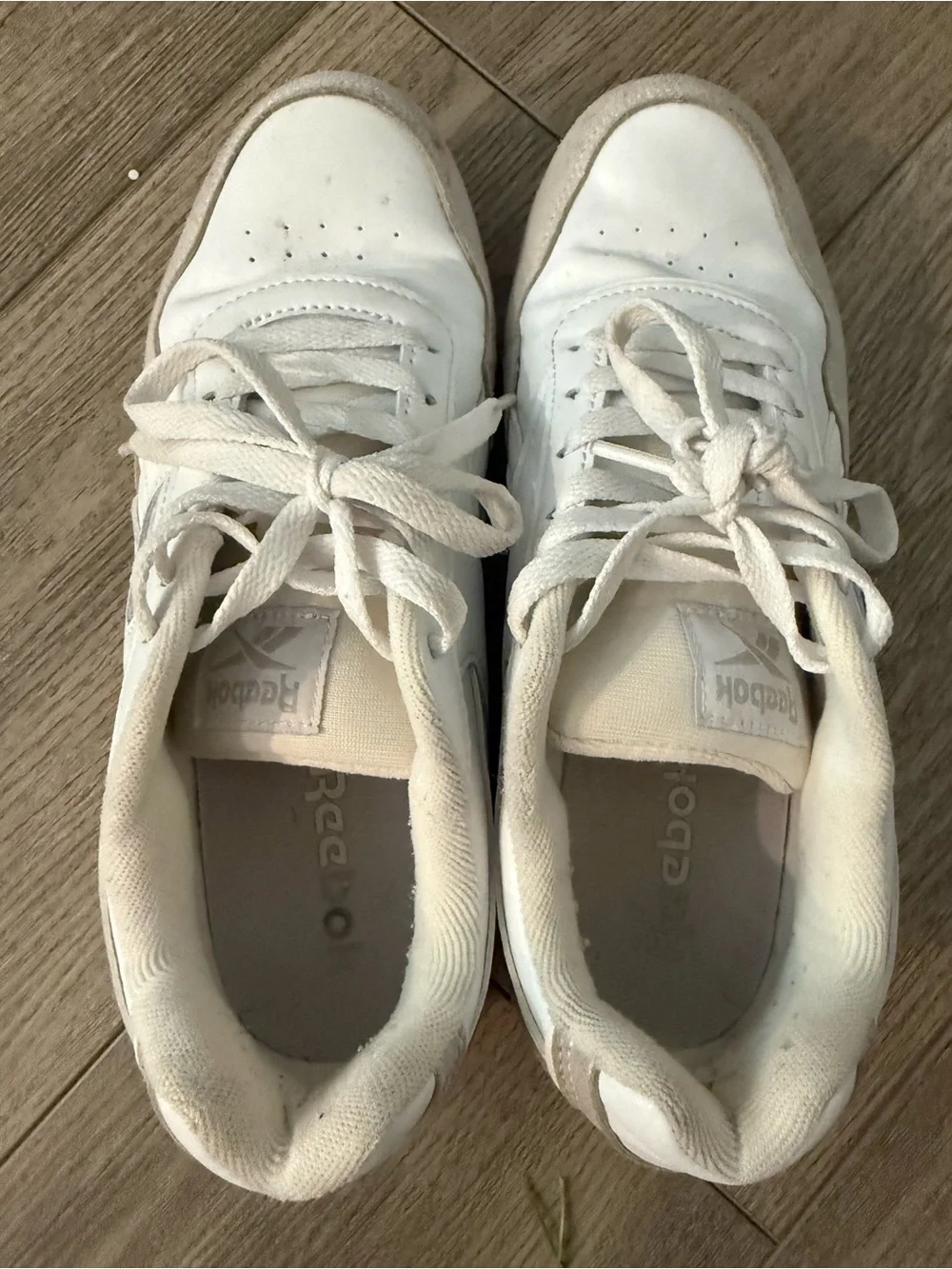 Reebok Women's White Sneakers with Light Beige Accents